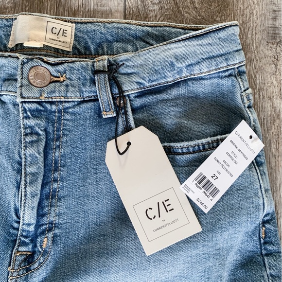 nwt $248 Current/Elliot Original Boyfriend Jeans Sunny Destructed Light Was 27 - Picture 4 of 16